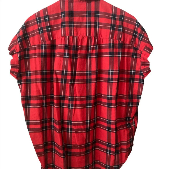 Madewell Short Sleeves Red Plaid Summer Top Size Small To Medium - Picture 3 of 5